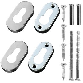 EODKSE 4 Pcs Matte Stainless Steel Profile Cylinder Ovals: Door Rosette Set for Interior and Exterior Doors, Includes Keyhole Covers, Silver and Elegant