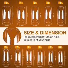 Nicedeco French Nail Tips for Gel Extensions, 550pcs 11 Sizes Half Cover False Nail Tips Fake Nails Press on Nails Acrylic Nail Tips - 019