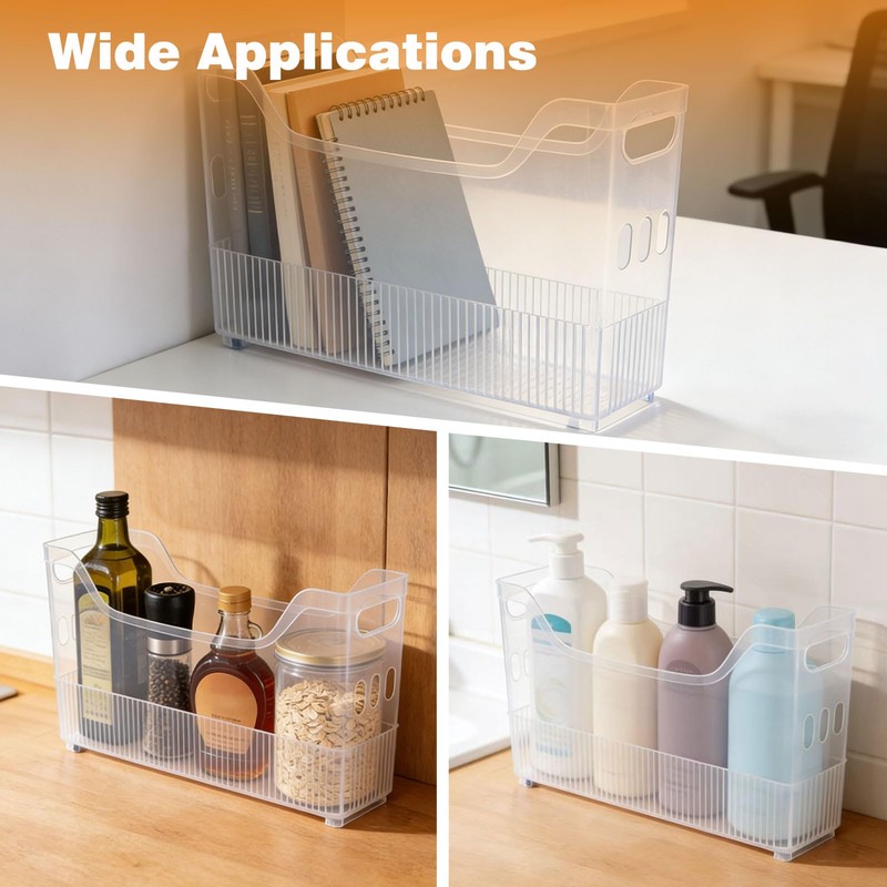 OMISTAR 3 Pcs Clear Plastic Pantry Storage Organizer Bins, 13.4