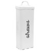 AuldHome Farmhouse Enamelware Straw Holder (White); Rustic Metal Straw Storage