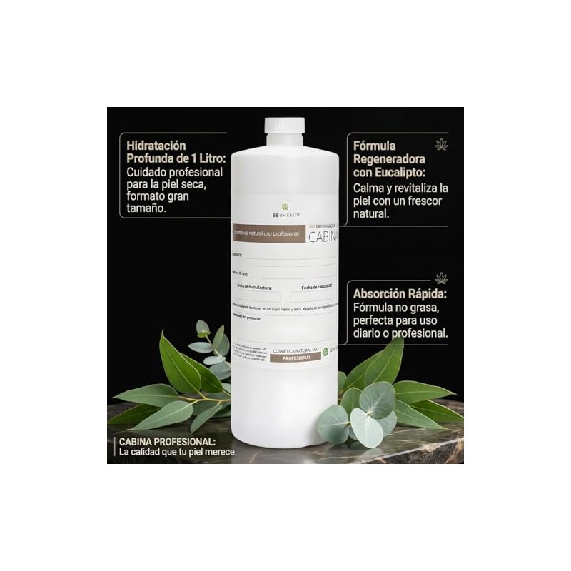 Crema Corporal de Eucalipto, Hidratante Refrescante, 1 Litro