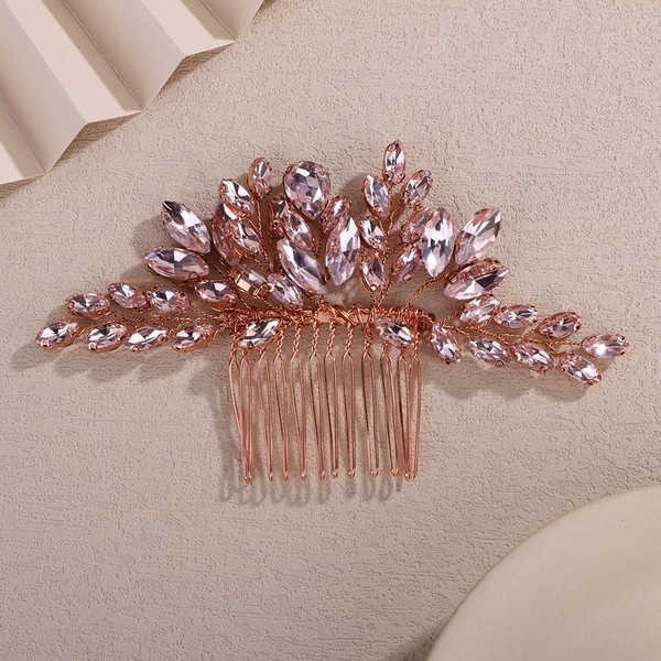 Teyglen Bridal Crystal Hair Comb Full Rhinestone Wedding Hair Comb