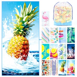 Mikytoper Extra Large Beach Towel for Adults - 180 x 90 CM Microfibre Sandproof Quick Dry Towel for Men Women - for Beach/Travel/Pool (Pineapple)