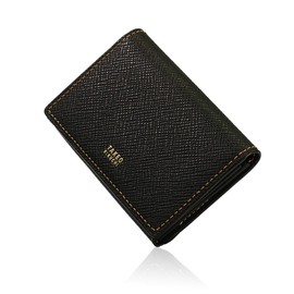 Takeokikuchi 729623 Business Card Holder, Genuine Leather, Men's, Panama 729623 Cowhide Leather, [28] Black x Gold