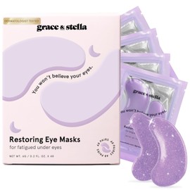 grace & stella Under Eye Masks for Dark Circles (Purple, 48 Pairs) - Gel Eye Mask with Retinol - Restoring Under Eye Patches for Puffy Eyes and Dark Circles - Vegan Cruelty-Free Eye Mask Skincare
