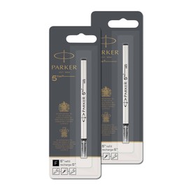 PARKER 1950273X2 Parker 5th Refill, Set of 2, Fine Point, Black, Water-based, Genuine Imported Product