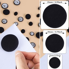 Fabric Cloth Covered with Metal Shank Round Buttons for Jacket Coat Blouse Jeans Dress Suits Bridal Gowns Sewing Buttons,20PCS (Black, 25mm),Black Buttons