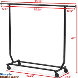 Simple Houseware Supreme Commercial Grade Clothing Garment Rack, Black