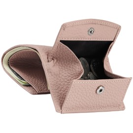 Plinvo Real Leather RFID Blocking Small Wallet for Women with Coin Pouch Trifold Mini Pocket Wallet with Cash Slot & Card Holders (Pink Mist)