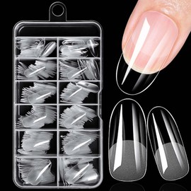 240pc Oval Gel Nail Tips Medium Fake Nails Clear Press ons Nail, Medium Oval Nails Tips Acrylic Nails Extension Soft Gel Nails Tip Full Cover Round Almond False Nail Clear Artficial Fingernails