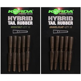 Korda Hybrid Tail Rubbers For Fishing Pack Of 10: Weed / Silt