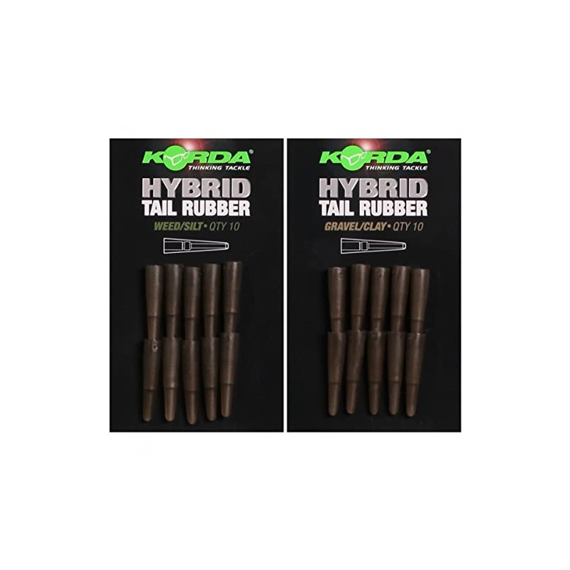 Korda Hybrid Tail Rubbers For Fishing Pack Of 10: Weed