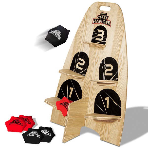 Franklin Sports Cliff Hanger Toss Game - Wooden Target - Six Bean Bags - Cliff Hanger Cornhole Game