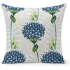 POMOTER Blue Flower White Check Throw Pillow Cover,Traditional Checkered Decorative