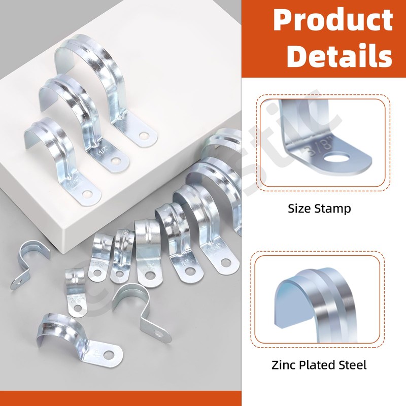 Tanstic 30Pcs 3/8 Inch EMT Pipe Strap Zinc Plated Steel