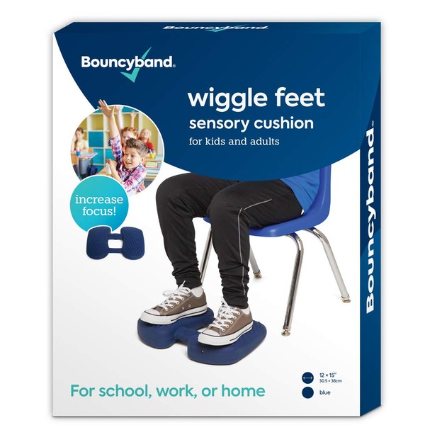 Bouncyband Wiggle Feet, Dark Blue, 12â x 15â x 2.5â â Foot Fidget Cushion, Sensory and ADHD Tools Can Help You Stay on Task Longer - Alleviate Anxiety/Stress, Hyperactivity and Boredom