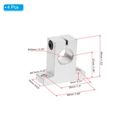 PATIKIL SK16 Aluminum Linear Motion Rod Rail Clamping Guide Support, 4 Pcs for 16mm Dia Shaft