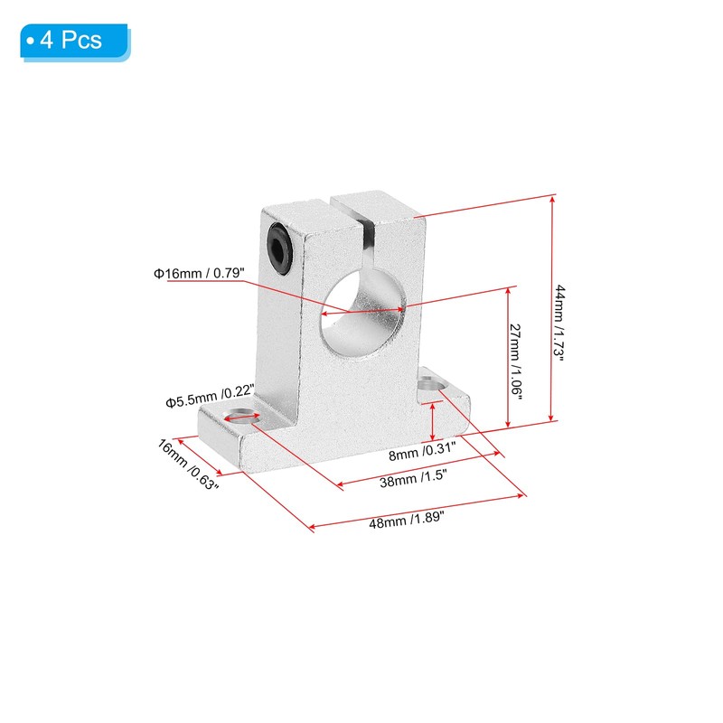 PATIKIL SK16 Aluminum Linear Motion Rod Rail Clamping Guide Support,