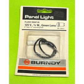 BURNDY RK238-2 RK2382 Snap-In GREEN Panel Light Round 125V 1/3W 6" Leads