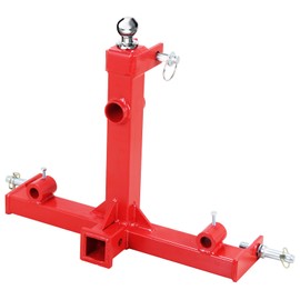 3 Point Trailer Hitch with 2" Receiver for Category 1 Tractors, with Trailer Gooseneck Trailer Ball Drawbar