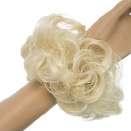 CAISHA Messy Scrunchie Bun Voluminous Wavy Hairpiece Heat-resistant Synthetic Fibres Platinum Blonde G18A
