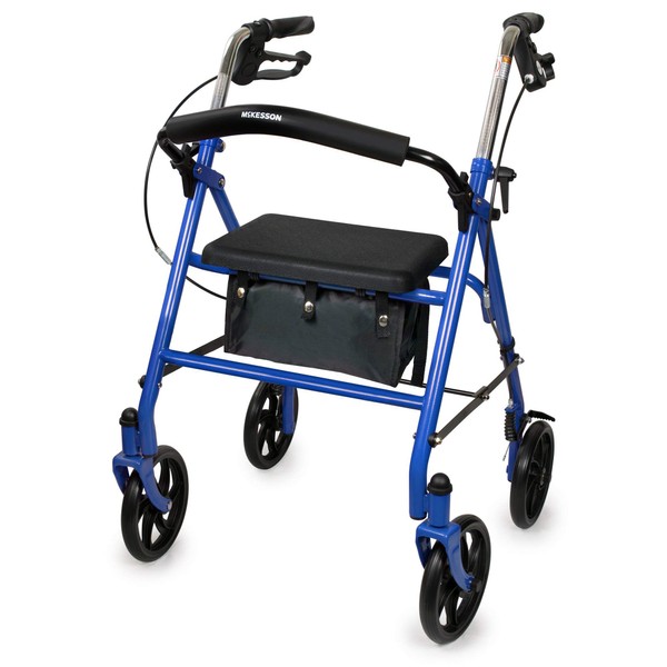 McKesson Rollator Walker with Seat and Wheels, Steel, 300 lbs