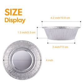 LOYUDEQIU 10.8cm Pie Dish Aluminum Foil Mini Pie Pans 50Pcs - Disposable Foil Pie Dishes Small Pie Tins Pot Pie Tins for Bakeries, Cafes, Restaurants - Durable Mini Tart Pans