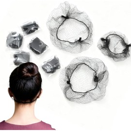 Red de Pelo Tejida, 100 piezas Redes Invisibles para Cabello, Malla Elástica para Mujeres, Adecuado para Peinados Recogidos, Bailar, Dormir y Cocinar (Negro)