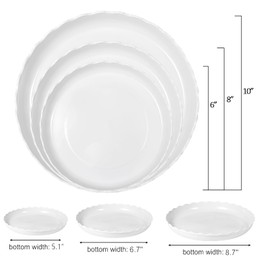 ATIDOHA 15 Pack Plant Saucers of 6 inch & 8 inch & 10 inch, Durable Plant Trays for Indoors Outdoors, Plastic Flower Plant Pot Saucer (White, 6"+8"+10")