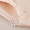 MFRYK Silver Necklace For Women,Bow Necklace Sterling Silver Plated Cute