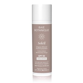 NEW SIZE - Baie Botanique Soleil Organic Facial Sunscreen SPF 50 - Chemical Filter Free Hyaluronic Acid & Vitamin C Sunscreen for Face Natural Vegan No White Cast Non Toxic UVA/UVB Protection 70g
