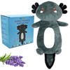 Cute Heating Pad Microwavable Stuffed Animals, Black Axolotl 1.1lb Removable