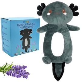 Cute Heating Pad Microwavable Stuffed Animals, Black Axolotl 1.1lb Removable Heated Animals, Super Soft Cozy Heatable Plush Body Pad for Relief New Year Gift