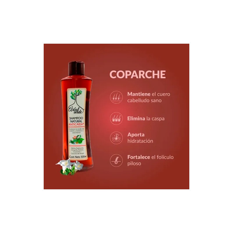 Shampoo Natural Anticaída Cabello Árbol Verde 500ml