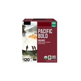 Pacific Bold Organic Dark Roast Extra Bold Coffee K' Cups - 120 Count Value Box Coffee Pods Single Serve (Packaging May Vary)
