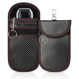 Hoiny 2 Pack Faraday Key Fob Protector, Premium Car RFID Signal Blocking Pouch, Secure Faraday Bag for Car Key Fob, Anti-Theft Case (Red, Medium)