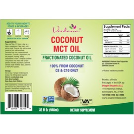 Verdana MCT Oil, Fractionated, Genuine 100% Coconut Derived, Kosher Food Grade, Vegan, Non-GMO, Great for Keto and Paleo Diet, Oil Pulling Oral Rinse Mouthwash (32 Fl Oz)