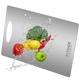 FIVOSE Titanium Cutting Board for Kitchen, Large 100% Pure Cutting Board for Camping, Non Toxic, Double-Sided for Meat/Fruit/Vegetable, Dishwasher Safe & Handwasher Clean, Durability, 12" x 18"