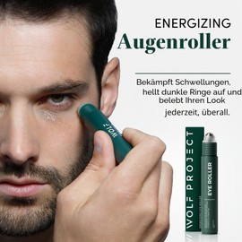 Wolf Project Under Eye Roller with Caffeine, Vitamin C and Peptides - Energising Eye Serum for Dark Circles and Puffiness, Fine Lines, Wrinkles (15 ml)