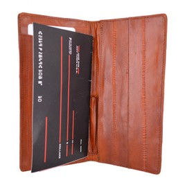Marshal Genuine Eel Skin Leather Basic Checkbook Cover (Tan)