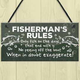 RED OCEAN Funny Fishing Gifts For Men Hanging Plaque Fisherman Sign Gift For Dad Grandad Son Brother