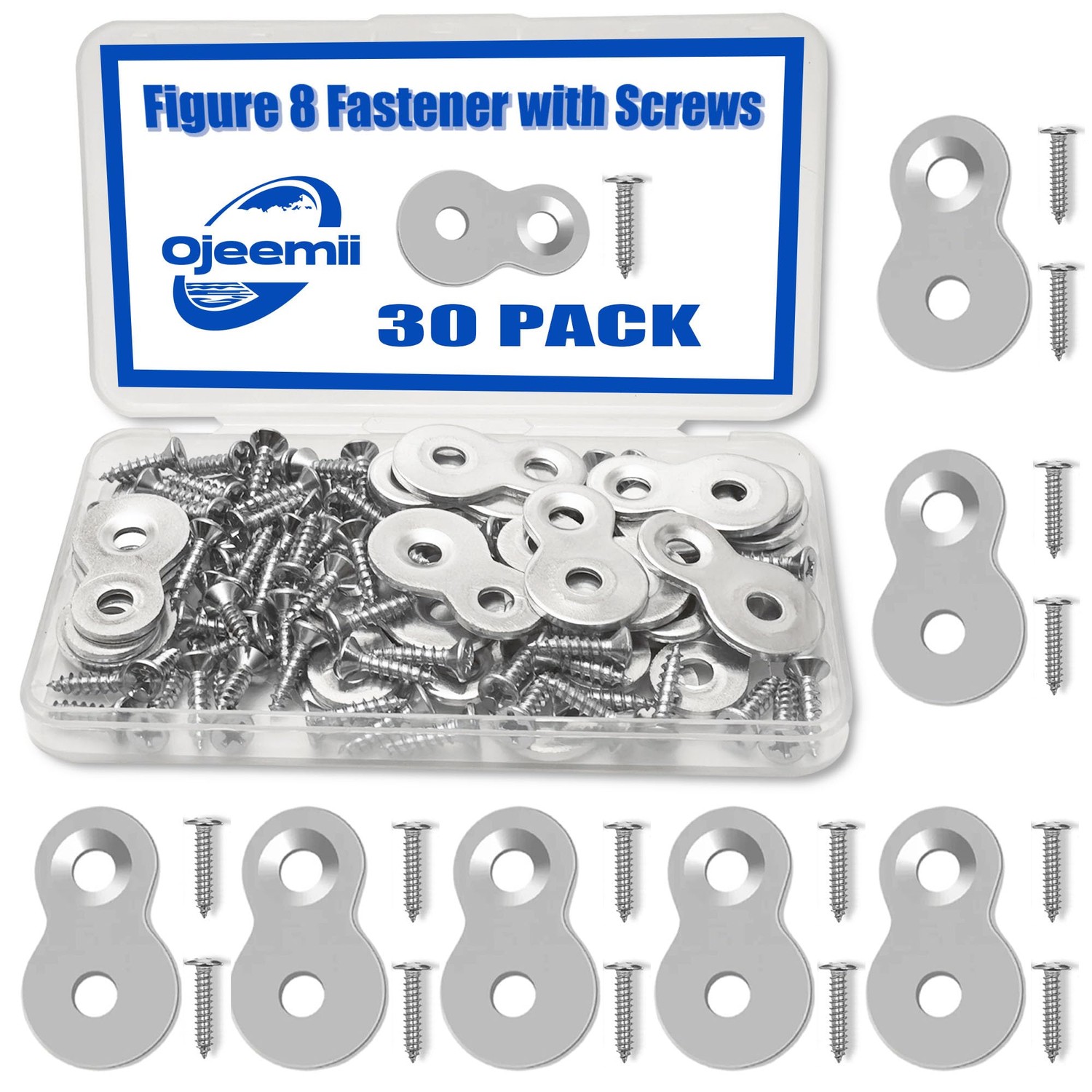 Ojeemii 30PCS Figure 8 Fastener with Screws, Heavy Duty Table Top ...