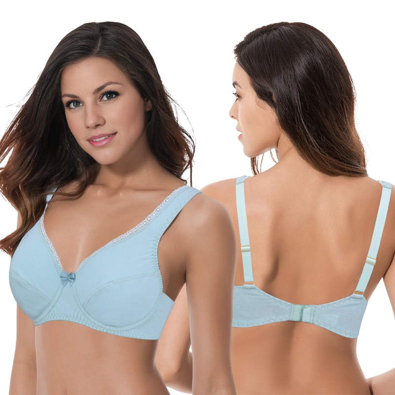 Curve Muse Ladies Plus Size Unlined Balconette Cotton Lace Bra