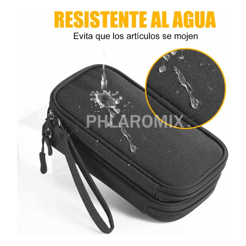 2pz Estuche Cargador De Organizador Bolsa Cables Impermeable Negro