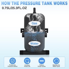 Nilight RV Accumulator Tank, 0.75L Max 125PSI Pre-Pressurized Water Accumulator Tank Control Inner Bladder with 1/2 MNPT Port Fitting Use with RV Water Pump Tank System for RV Boat Travel Trailer Home