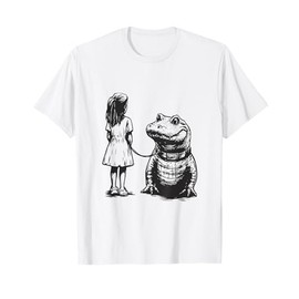Girl and Alligator - Unusual Pet Street Art - Gator On Leash T-Shirt