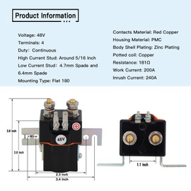 Holdia 48V 4 Terminal Solenoid Coil Compatible with Club Car 95-Up DS and 04-Up Precedent Golf Carts 101908701 102774701（Solenoid and Resistor Assembly