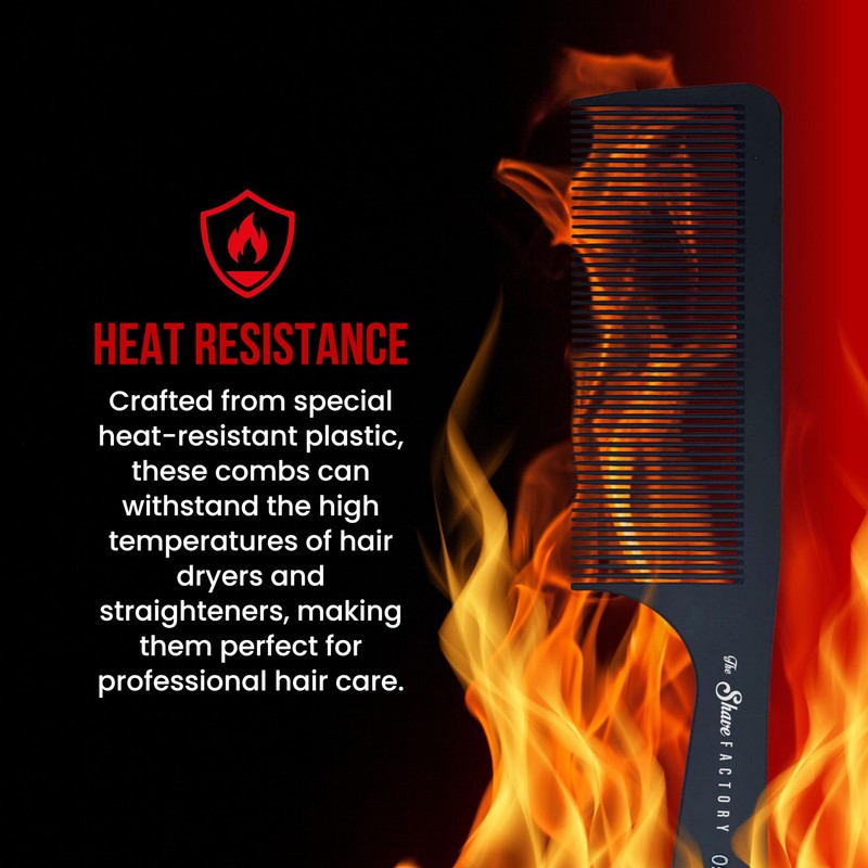 The Shave Factory Heat Resistant Black Combs - Essential for
