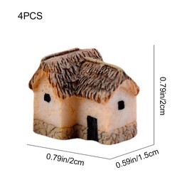 YANCONGLIDEYAN 4 Pcs Micro Village Thumbnail House Thatched Huts Miniature Fairy Garden Stone Houses Miniature Gardening Landscapes Fairy Gardens Stone House for Yard Bonsai Decoration