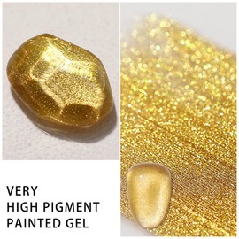 SMAILXIIYUE Gel Paint For Nails Art, Gold Glitter Gel Nail Polish, Gel Polish Design Nail Art For Home Salon DIY Gel Design Nail Art (Gold, M)